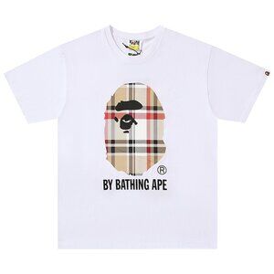 BAPE Check Ape Head T-shirt White Multi Beige | A Bathing Ape